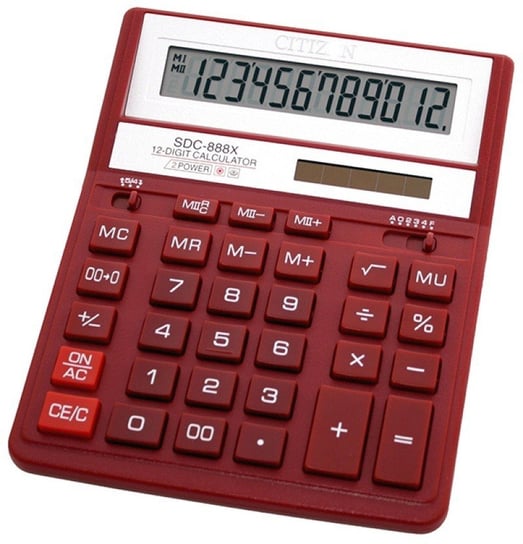 Kalkulator biurowy, SDC-888XRD, 12-cyfrowy, czerwony Citizen