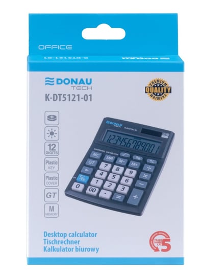 Kalkulator Doanu Tech Office K-DT5121, 137x101x30mm, 12 cyfr, Czarny DONAU TECH