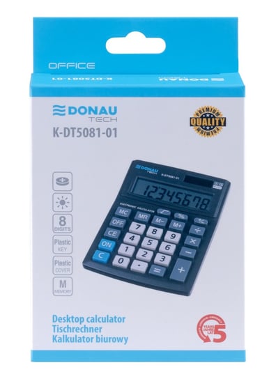 Kalkulator Donau Tech Office K-DT5081, 137x101x30mm, 8 cyfr, Czarny DONAU TECH