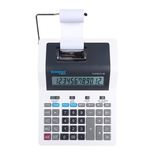 Kalkulator drukujący Donau Tech K-DT8121, 12 cyfr, 267x202mm, Biały DONAU TECH