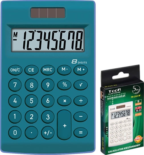 Kalkulator kieszonkowy, niebieski, wyświetlacz 8-pozycyjny Toor