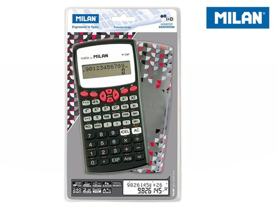 Kalkulator naukowy 240 funkcji, czerwony Milan