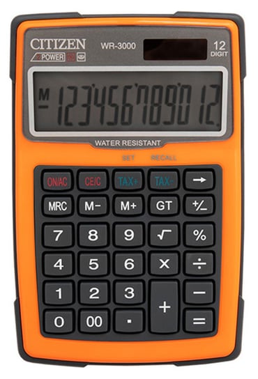 kalkulator wodoodporny citizen wr-3000, 152x105mm, pomarańczowy Citizen
