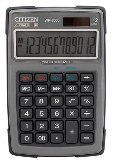 kalkulator wodoodporny citizen wr-3000, 152x105mm, szary Citizen