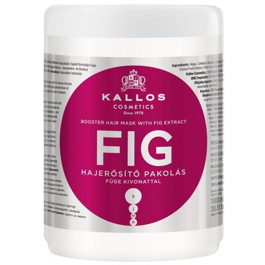 Kallos, Fig Booster Hair Mask With Fig Extract, maska z wyciągiem z fig do włosów cienkich i pozbawionych blasku, 1000 ml Kallos