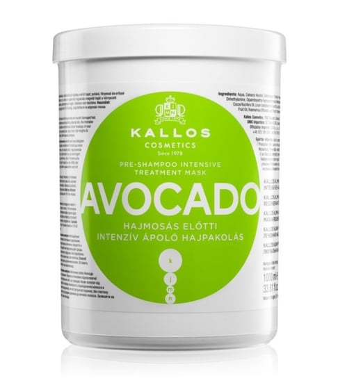 Kallos, KJMN, regenerująca maska do włosów avocado, 1000 ml Kallos