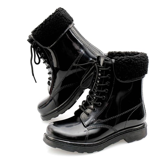 Kalosze Damskie Lakierowane Ocieplane Z Futerkiem Czarne R.39 Captain Mike