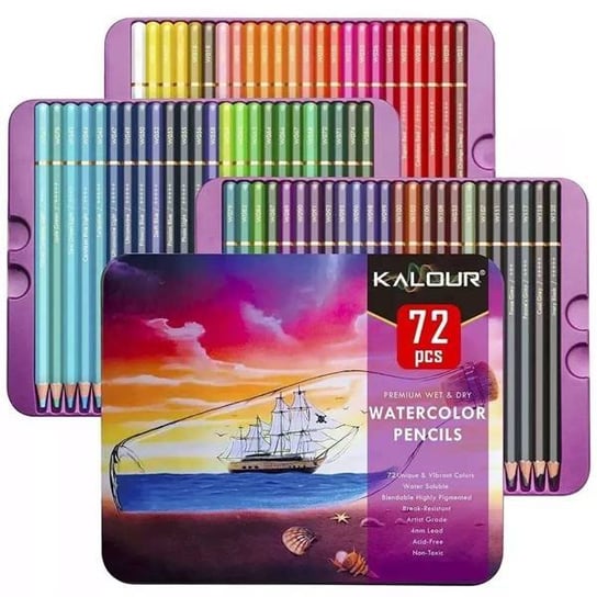 KALOUR Kredki Akwarelowe Premium Expert 72 kolory + próbnik kolorów Inna marka