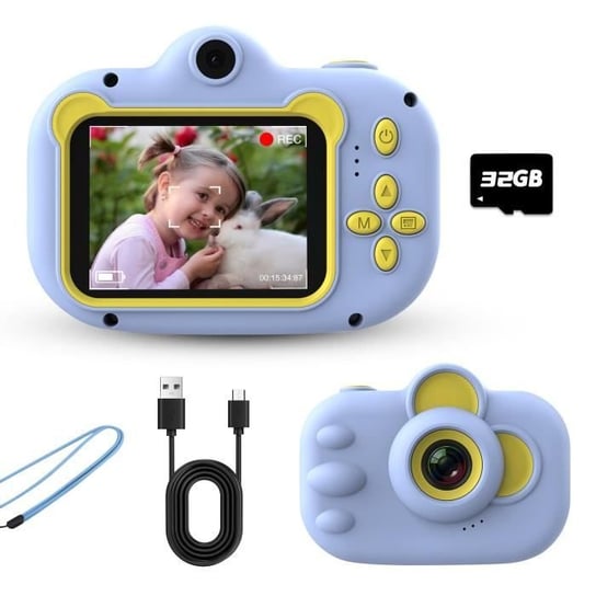 Kamera dziecięca HD SDLOGAL Zabawki elektroniczne 3-12 lat Funkcja filtra 5 gier Chłopcy Nagrywanie wideo Niebieski Inna producent