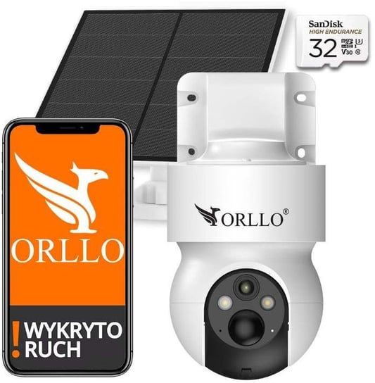 Kamera IP Orllo E7 PRO SIM solarna zewnętrzna bezprzewodowa obrotowa 3MP + Karta SD 32Gb Inna marka