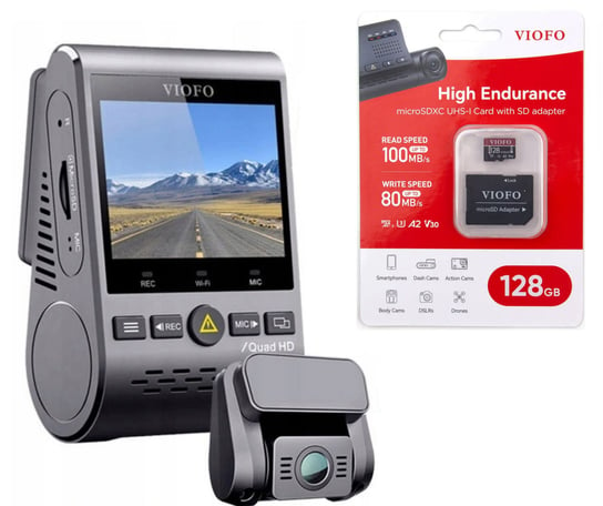Kamera Samochodowa Wideorejestrator Viofo A129-G DUO+ Karta Pamięci 128GBGB Viofo