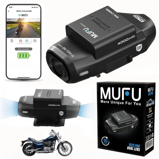 KAMERA wideorejestrator na motocykl MUFU V12S pro Dwie kamery 1080p 30fps MUFU