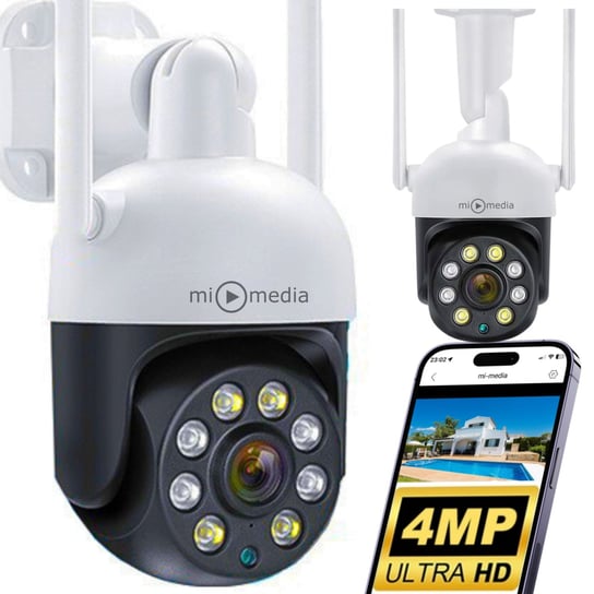 Kamera Zewnętrzna WiFi Mi-Media Obrotowa IP Do Monitoringu Domu  4MPx ZOOM 4Mp Mi-Media