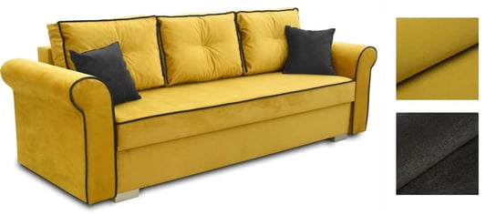 Kanapa rozkładana sofa z funkcją spania Pele C49 - Musztardowy / Grafit | Kronos 11 / Kronos 34 BONNI
