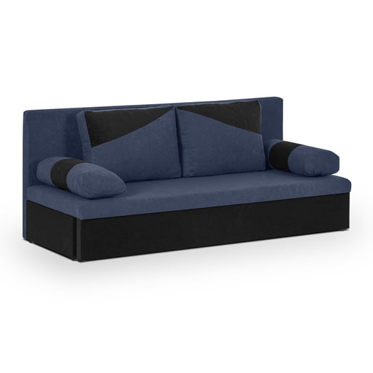 Kanapa sofa 3 os z funkcją spania sprężyny bonell - POLO granatowa/czarna wygodniej.pl