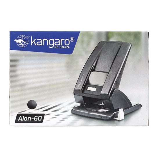 Kangaro, Dziurkacz Z Prowadnicą Aion-60 Metalowy, 60 Kartek, Szary Kangaro