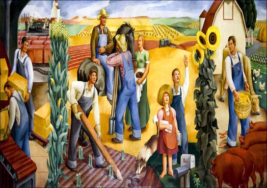 Kansas Farming oil painting at U.S. Courthouse in Wichita, Kansas., Carol Highsmith - plakat 100x70 cm Galeria Plakatu