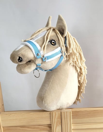 Kantar regulowany dla konia Hobby Horse A3 błękitny z białym futerkiem Super Hobby Horse