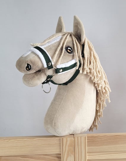 Kantar regulowany dla konia Hobby Horse A3 butelkowa zieleń z białym futerkiem Super Hobby Horse