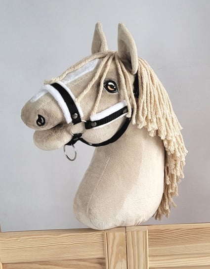 Kantar regulowany dla konia Hobby Horse A3 czarny białym futerkiem Super Hobby Horse