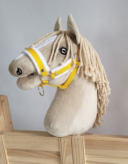 Kantar regulowany dla konia Hobby Horse A3 żółty z białym futerkiem Super Hobby Horse