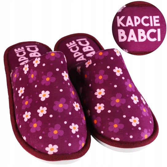 Kapcie dla Babci domowe ocieplane z kwiatowym wzorem FIOLETOWY MORAJ 36-37 Moraj