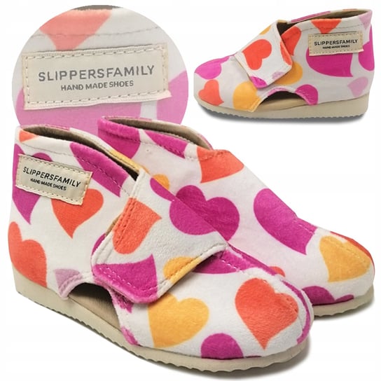 KAPCIE DZIECIECE DO PRZEDSZKOLA DLA DZIEWCZYNKI 24 SLIPPERS FAMILY NA RZEPY Slippers Family