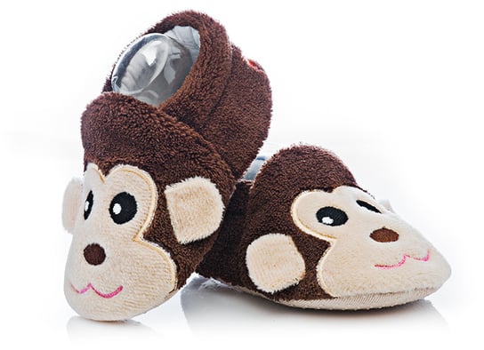 Kapcie niemowlęce niechodki – brązowe małpki 0-6 m ATTRACTIVE