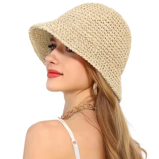 Kapelusz damskie buchet słomkowy letni plażowy przewiewny VIVA SUMMER BEIGE MORAMO