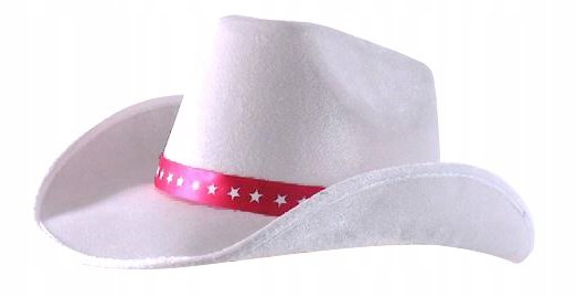 Kapelusz Kowbojski Biały Z Różową Wstążką Kowbojka Rodeo Texas Tropic