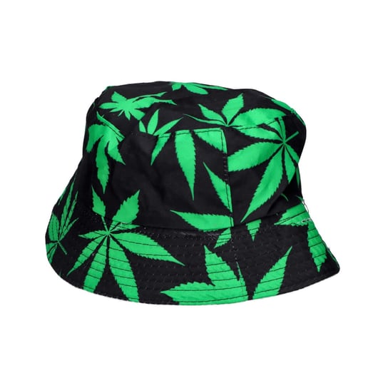 Kapelusz marihuana czarny bucket hat z listkami ABC