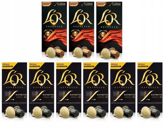 Kapsułki do Nespresso L'OR Colombia 3x10 szt. Ristretto 6x10 szt. - 90 szt. L'OR