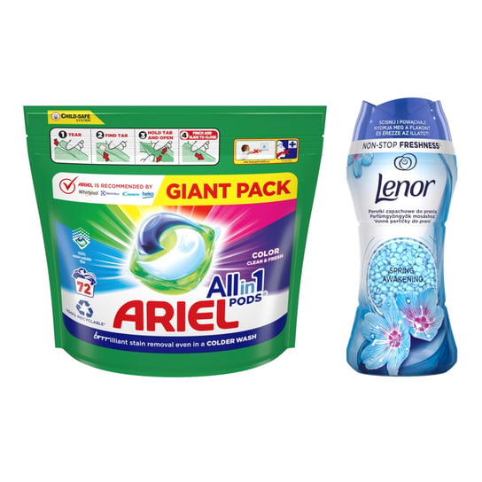 Kapsułki do prania ARIEL All-in-1 pods 72 szt + Perełki zapachowe LENOR 210 g Ariel