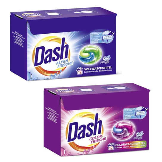 Kapsułki do prania DASH 3in1 białe kolor 2x 12 szt DASH