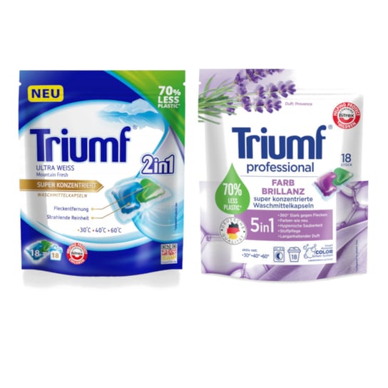 Kapsułki do prania TRIUMF białe kolor 2in1 2x 18szt Triumf