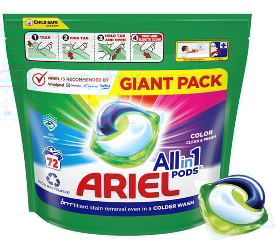 Kapsułki Piorące Ariel Pods Do Prania Koloru Gigant Pack 72 Sztuki Ariel