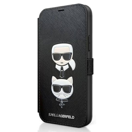 Karl Lagerfeld Booktype Saffiano Karl & Choupette Heads – Etui iPhone 12 mini (czarny) Karl Lagerfeld
