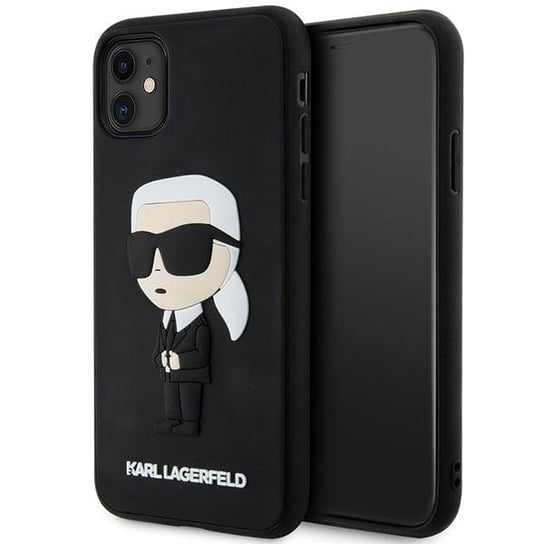 Karl Lagerfeld etui obudowa do iPhone 11 / Xr 6.1" czarny/black hardcase Rubber Ikonik 3D Karl Lagerfeld