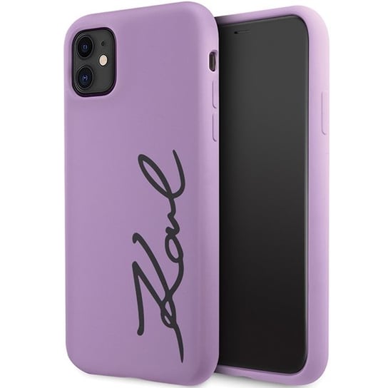 Karl Lagerfeld etui obudowa do iPhone 11 / Xr  6.1" purpurowy/purple hardcase Silicone Signature Karl Lagerfeld