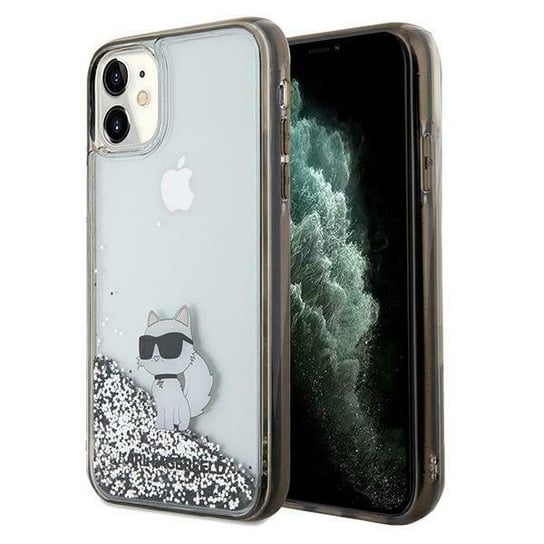 Karl Lagerfeld Etui Obudowa Pokrowiec Do Iphone 11 / Xr 6.1" Transparent Hardcase Liquid Glitter Choupette Karl Lagerfeld