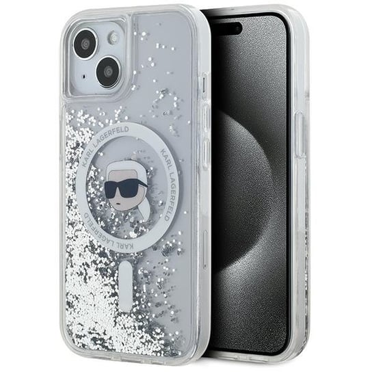 Karl Lagerfeld etui obudowa pokrowiec do iPhone 15 / 14 / 13 6.1" hardcase transparent Liquid Glitter Karl Head Magsafe Karl Lagerfeld