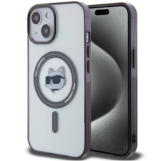 Karl Lagerfeld Etui Obudowa Pokrowiec Do Iphone 15 Plus / 14 Plus 6.7" Transparent Hardcase Iml Choupette`S Head Magsafe Karl Lagerfeld