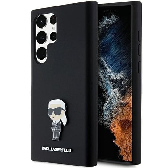 Karl Lagerfeld etui obudowa pokrowiec do Samsung Galaxy S23 Ultra S918 czarny/black Silicone Ikonik Metal Pin Karl Lagerfeld