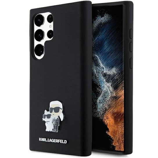 Karl Lagerfeld etui obudowa pokrowiec do Samsung Galaxy S23 Ultra S918 hardcase czarny/black Silicone Karl&Choupette Metal Pin Karl Lagerfeld
