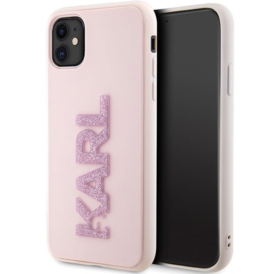 Karl Lagerfeld Etui Ochronne Obudowa Do Iphone 11 / Xr 6.1" Różowy/Pink Hardcase 3D Rubber Glitter Logo Karl Lagerfeld