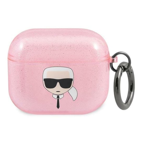 Karl Lagerfeld KLA3UKHGP AirPods 3 cover różowy/pink Glitter Karl`s Head Karl Lagerfeld