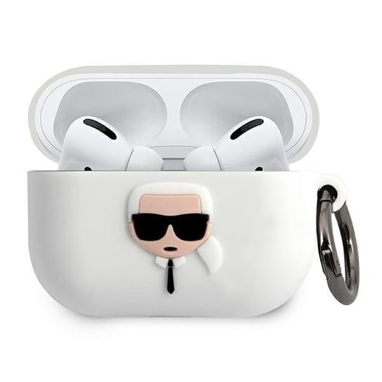 Karl Lagerfeld KLACAPSILGLWH AirPods Pro cover biały/white Silicone Ikonik Karl Lagerfeld