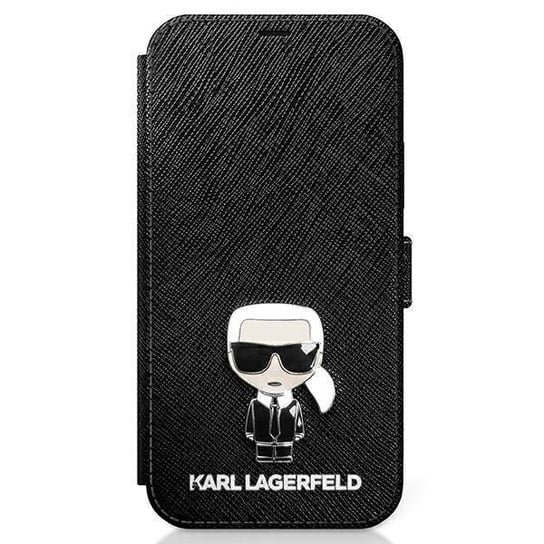 Karl Lagerfeld KLFLBKP12SIKMSBK iPhone 12 mini 5,4" czarny/black book Saffiano Ikonik Metal Karl Lagerfeld