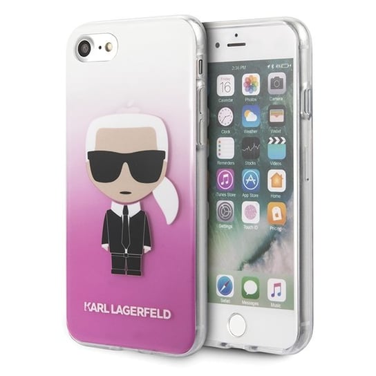 Karl Lagerfeld KLHCI8TRDFKPI, iPhone 7, 8 SE 2020, różowy, Gradient Ikonik Karl Karl Lagerfeld