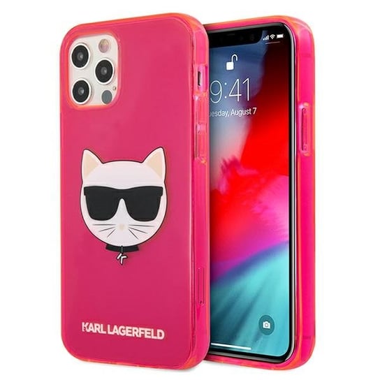 Karl Lagerfeld KLHCP12LCHTRP iPhone 12 Pro Max 6,7" różowy/pink hardcase Glitter Choupette Fluo Karl Lagerfeld